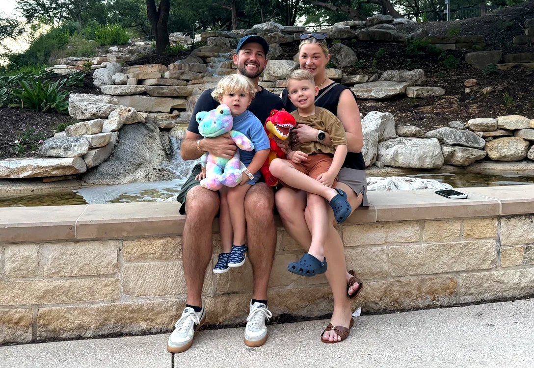 Michael Bass with his wife and two sons